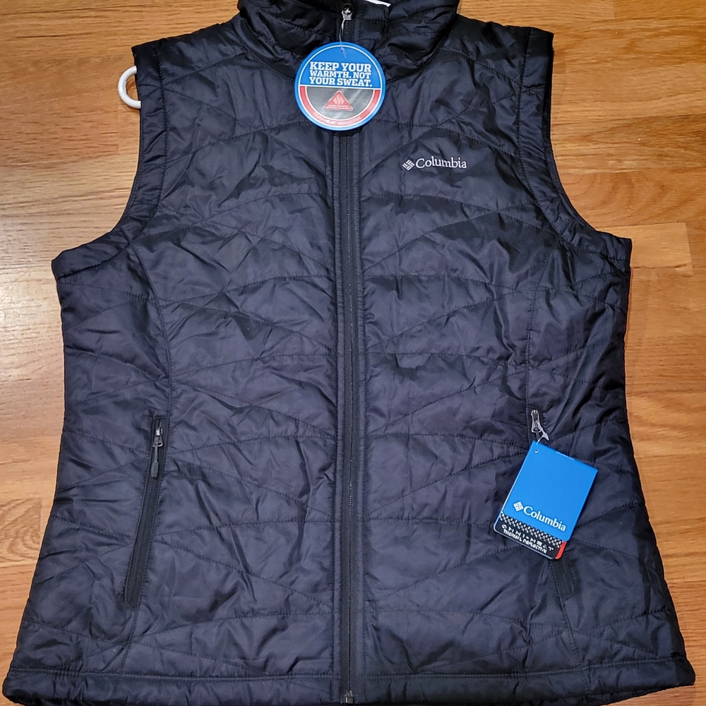 NWT Columbia Women's Mighty Lite III Vest, XL, Black Full Zip, Omni Heat Thermal
